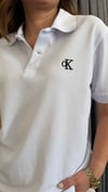 polo yaka ck unısex beyaz tshirt