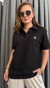 polo yaka ck unısex siyah tshirt
