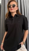 polo yaka lcst unısex siyah tshirt