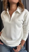 polo yaka metal logo unısex ekru sweat