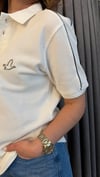polo yaka omuz şerit beyaz tshirt