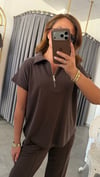 polo yaka pike modal kahve takım