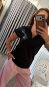polo yaka pullu siyah tshirt