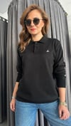 polo yaka siyah unısex kazak