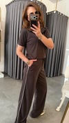 polo yaka takım kahverengi