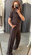 polo yaka takım kahverengi