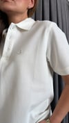 polo yaka unısex düz nakış beyaz tshirt