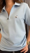 polo yaka unısex mavi tshirt