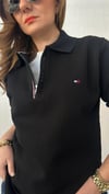 Polo yaka unısex siyah sweat