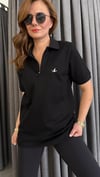 polo yaka unısex siyah tshirt