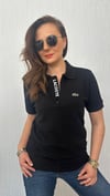 polo yaka yazı detay siyah unısex tshirt