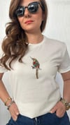 renkli taş papağan kemik tshirt