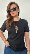 renkli taş papağan siyah tshirt