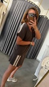 şerit model kahve şort takım