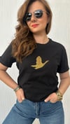 Siyah sarı kuş tshirt