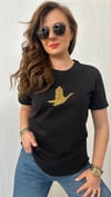 Siyah sarı kuş tshirt