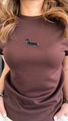 taşlı köpek kahve tshirt