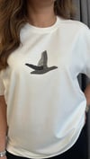 taşlı kuş beyaz tshirt