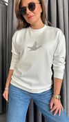 taşlı kuş ekru sweat