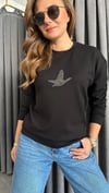 taşlı kuş siyah sweat