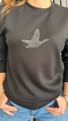 taşlı kuş siyah sweat