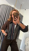 taşlı renk bloklu kahve takım