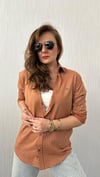turuncu çizgili unısex gömlek