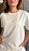 unısex şerit kuş ekru tshirt