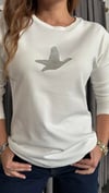 uzun kol kuş beyaz tshirt