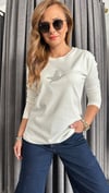 uzun kol kuş beyaz tshirt