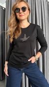 uzun kol kuş siyah tshirt