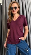 v yaka bordo tshirt
