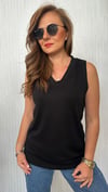 v yaka kolsuz siyah tshirt