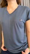 v yaka kuş antrasit tshirt