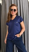 v yaka kuş lacivert tshirt
