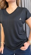 v yaka kuş siyah tshirt