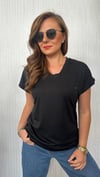 v yaka kuş siyah tshirt