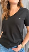 v yaka kuş siyah tshirt