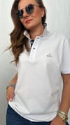 yaka desen beyaz unısex tshirt