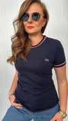 yaka kol biye lacivert tshirt