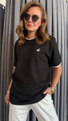 yaka kol biye siyah unısex tshirt