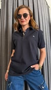 yaka pat detay unısex lacivert tshirt