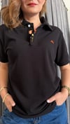 yaka pat detay unısex siyah tshirt