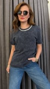 yaka taş antrasit tshirt