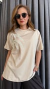 yaprak boncuk bej tshirt