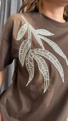 yaprak boncuk kahve tshirt