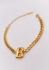 Çelik Bileklik Bombeli B Harfli Bileklik - Kalın Zincir