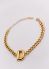 Çelik Bileklik Bombeli D Harfli Bileklik - Kalın Zincir