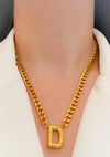 Çelik Kolye Bombeli D Harfli Kolye - Kalın Zincir