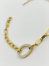 Çelik Oval Taşlı Bilekli Gold
